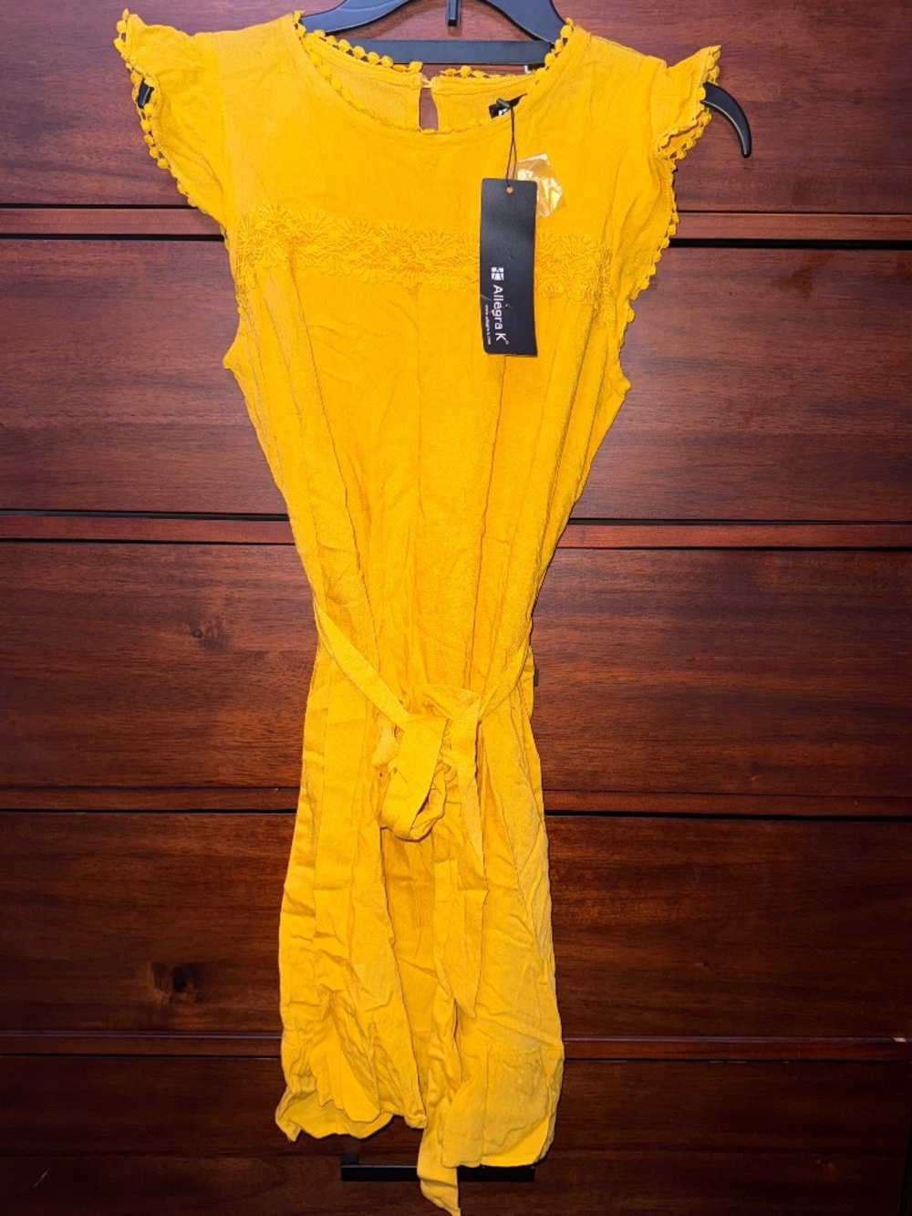 allegra K Mustard Yellow Flowy Dress